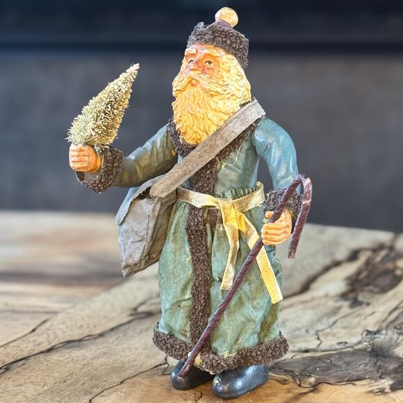 Vintage Kurt Adler Santa's World Fabriche' Old World Santa w Tree Figurine, 6.5" - Picture 7 of 9